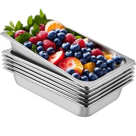 6 Pack Steam Table Pans 20.9 x 12.8 x 3.9 Inch Deep Steam Table Pan Full Size 13L Deep Food Container Stainless Steel Oven Tray Hotel Pans Anti-J